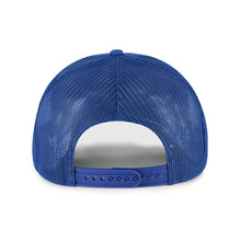 Load image into Gallery viewer, Model wearing New York Mets MLB '47 Brand Throwback Blue Hitch Rope Adjustable Snapback Hat - Stylish and comfortable New York Mets hat for everyday wear.
