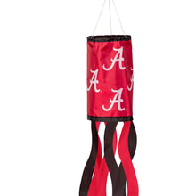 Load image into Gallery viewer, Alabama Crimson Tide NCAA Windsock Flag displayed outdoors, highlighting the Alabama Crimson Tide Windsock in a team sports setting.
