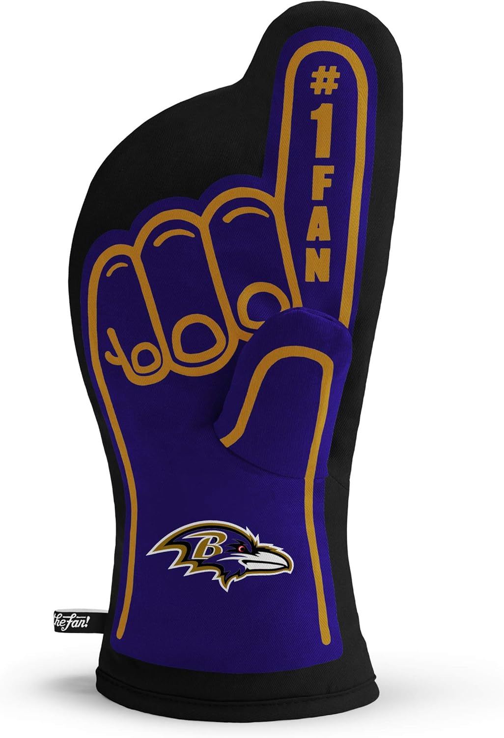 Baltimore Ravens NFL #1 Oven Mitt by You the Fan, featuring a vibrant team design, ideal for cooking and showcasing team spirit.