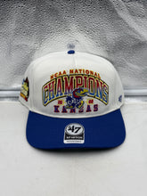 Load image into Gallery viewer, Kansas Jayhawks NCAA '47 Brand Champs Off White TT Hitch Adjustable Snapback Hat, stylish Kansas Jayhawks hat for fans.
