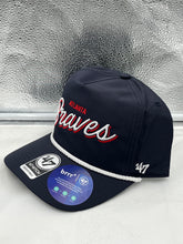 Load image into Gallery viewer, Atlanta Braves MLB &#39;47 Brand Navy Script Hitch Rope Adjustable Snapback Hat - Casey&#39;s Sports Store
