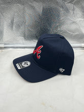 Load image into Gallery viewer, Atlanta Braves MLB &#39;47 Brand Navy Blue Hitch Adjustable Snapback Hat front view showcasing the bold team logo.
