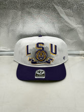 Load image into Gallery viewer, LSU Tigers NCAA '47 Brand White Two Tone Hitch Adjustable Snapback Hat showcasing the stunning two-tone design, ideal for fans.
