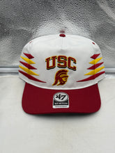 Load image into Gallery viewer, USC Trojans NCAA '47 Brand White Diamond Hitch Snapback Adjustable Hat displayed on a white background, featuring a stylish white diamond pattern and adjustable snapback for a perfect fit.
