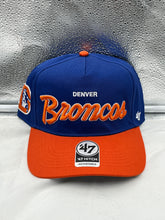 Load image into Gallery viewer, Denver Broncos Throwback NFL &#39;47 Brand Blue Script Hitch Snapback Adjustable Hat - Casey&#39;s Sports Store
