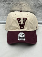 Load image into Gallery viewer, Vancouver Canucks NHL &#39;47 Brand Throwback Clean Up Tan Two Tone Adjustable Hat featuring a retro design and team logo, perfect for game day or casual outings.
