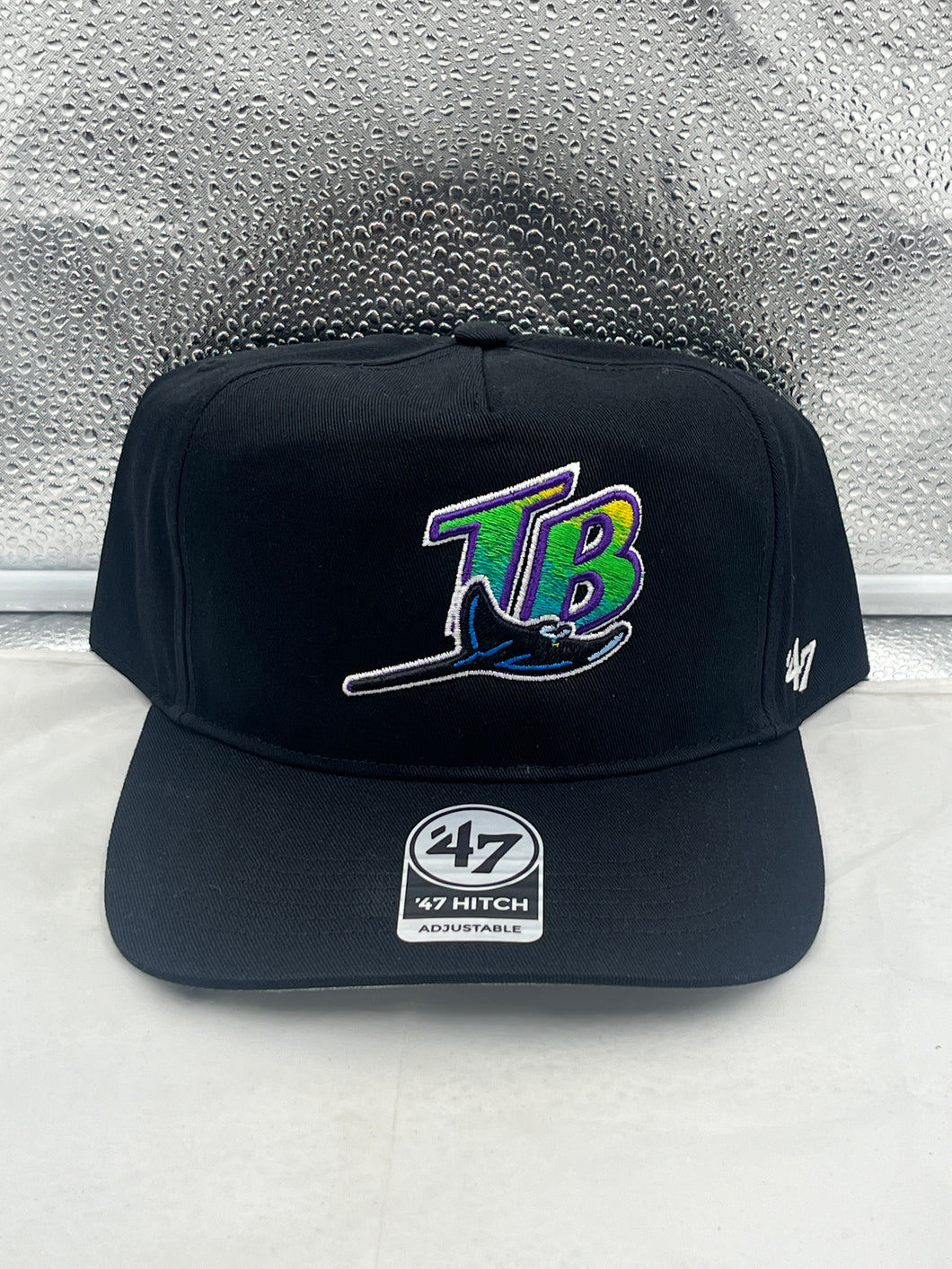 Tampa Bay Rays MLB '47 Brand Throwback Black Hitch Adjustable Snapback Hat