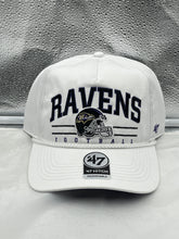 Load image into Gallery viewer, Baltimore Ravens NFL &#39;47 Brand Roscoe White Hitch Adjustable Snapback Hat - Casey&#39;s Sports Store
