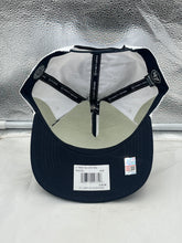 Load image into Gallery viewer, Stylish display of California Golden Bears NCAA &#39;47 Brand White TT Hitch Adjustable Snapback Hat against a textured background, emphasizing team pride and versatility.
