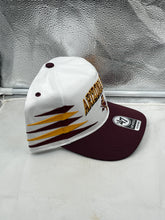 Load image into Gallery viewer, Arizona State Sun Devils NCAA &#39;47 White Diamond Hitch Snapback Adjustable Hat highlighting the logo and diamond pattern design.
