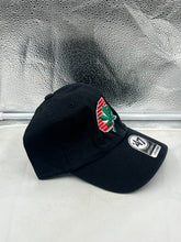 Load image into Gallery viewer, Ohio State Buckeyes NCAA &#39;47 Brand Throwback Black Clean Up Adjustable Hat displayed from the front showing the logo and design.
