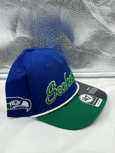 Load image into Gallery viewer, Seattle Seahawks Throwback NFL &#39;47 Blue Script MVP DV Adjustable Snapback Hat - Casey&#39;s Sports Store
