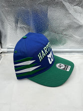 Load image into Gallery viewer, Hartford Whalers NHL &#39;47 Brand Blue Diamond Hitch Adjustable Snapback Hat back adjustable strap detail
