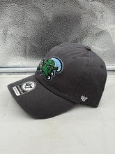 Load image into Gallery viewer, Side view of the Tulane Green Wave NCAA &#39;47 Brand Gray Clean Up Adjustable Strapback Hat, perfect for supporting the Tulane Green Wave hat during game days.
