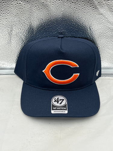 Chicago Bears NFL '47 Brand Navy Hitch Snapback Adjustable Hat shown from the front with embroidered team logo.