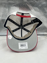 Load image into Gallery viewer, Cincinnati Reds MLB &#39;47 Brand White TT Script Hitch Adjustable Snapback Hat shown on a model, highlighting the adjustable fit and classic design.
