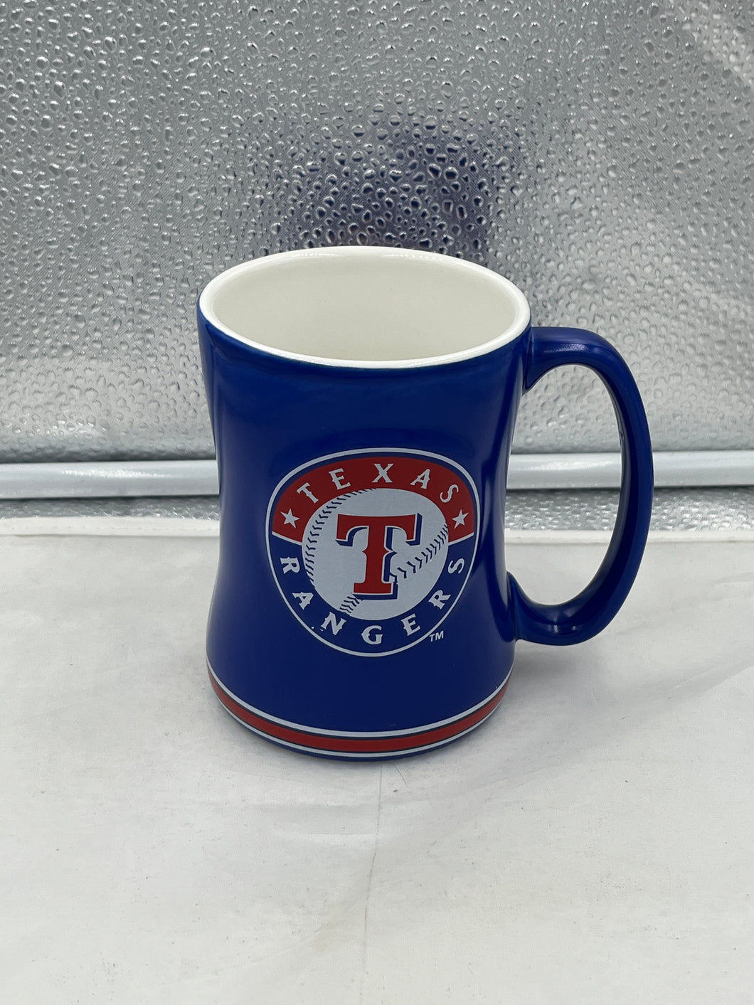 Texas Rangers MLB Boelter 14oz Mug Cup showcasing bold team colors and logo, perfect for game-day drinks and everyday use.