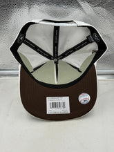 Load image into Gallery viewer, Flat lay of the San Diego Padres MLB &#39;47 Brand White Script Rope Hitch Adjustable Snapback Hat demonstrating its vibrant colors and stylish logo, a must-have San Diego Padres hat for any fan.
