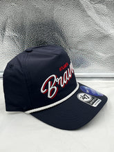 Load image into Gallery viewer, Atlanta Braves MLB &#39;47 Brand Navy Script Hitch Rope Adjustable Snapback Hat - Casey&#39;s Sports Store
