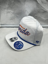 Load image into Gallery viewer, Side view of Florida Gators NCAA &#39;47 Brand White Hitch Rope Adjustable Snapback Hat featuring adjustable snapback closure.
