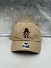 Load image into Gallery viewer, Indiana Hoosiers NCAA '47 Brand Khaki Clean Up Adjustable Strapback Hat showcasing the team logo in a relaxed fit design, ideal for fans.
