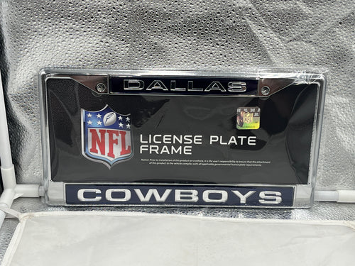 Dallas Cowboys NFL Laser Cut License Plate Frame by WinCraft, a stylish accessory showcasing team pride, durable construction, and perfect for any die-hard fan.