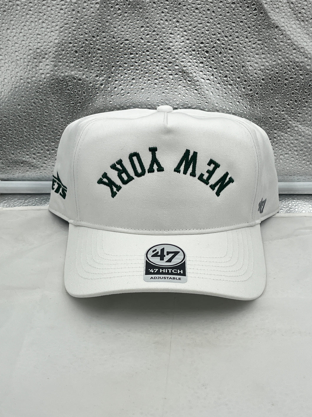 New York Jets NFL '47 Brand White Reversed Script Hitch Snapback Adjustable Hat