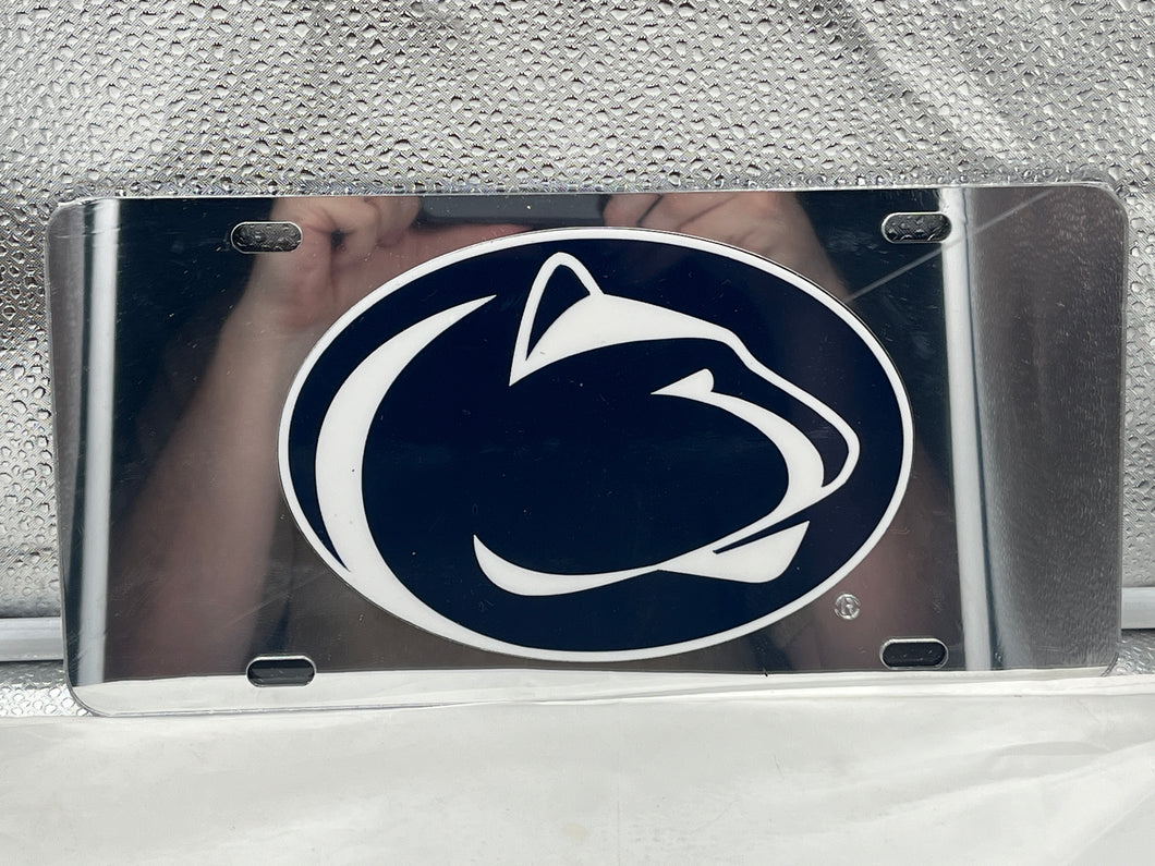 Penn State Nittany Lions NCAA Silver Mirrored Laser Cut License Plate Craftique - Casey's Sports Store