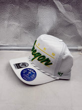 Load image into Gallery viewer, Close-up view of the adjustable snapback closure of the Oregon Ducks NCAA '47 Brand White Script Hitch Rope Hat, emphasizing the comfortable fit of the Oregon Ducks hat.
