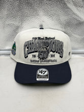 Load image into Gallery viewer, Georgetown Hoyas NCAA '47 Champs Off White TT Hitch Adjustable Snapback Hat showcased on a model, perfect for demonstrating team pride with a trendy look. This Georgetown Hoyas hat enhances any game day outfit.
