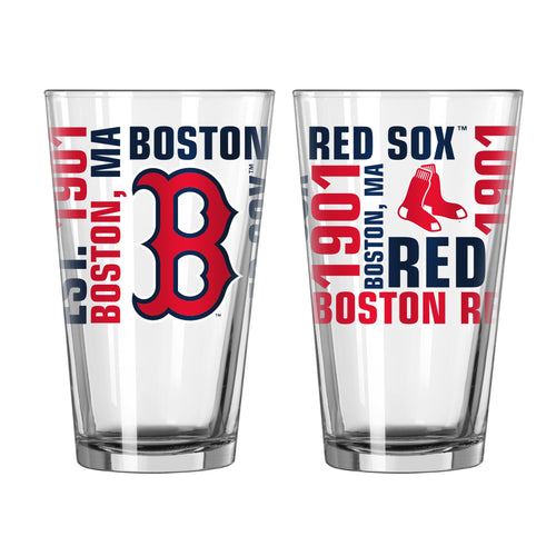 Boston Red Sox MLB Set of 16oz Pint Glass Cup Mug by Logo Brands - Perfect for fans to showcase team spirit and enjoy beverages during game days and gatherings.