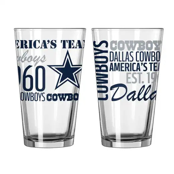 Dallas Cowboys NFL Pack of 2 16oz Pint Glass Logo Brands