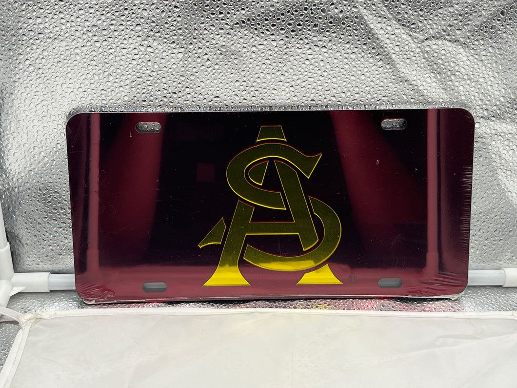 Arizona State Sun Devils NCAA Red Mirrored Laser Cut License Plate Craftique