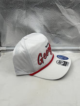 Load image into Gallery viewer, Close-up of the Georgia Bulldogs NCAA &#39;47 Brand hat highlighting the quality craftsmanship and vibrant white color, suitable for dedicated fans.
