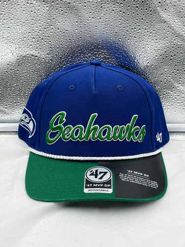 Seattle Seahawks Throwback NFL '47 Blue Script MVP DV Adjustable Snapback Hat - Casey's Sports Store