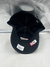 Load image into Gallery viewer, Close-up view of the Ohio State Buckeyes NCAA &#39;47 Brand Throwback Black Clean Up Adjustable Hat showcasing the adjustable strap and fabric quality.
