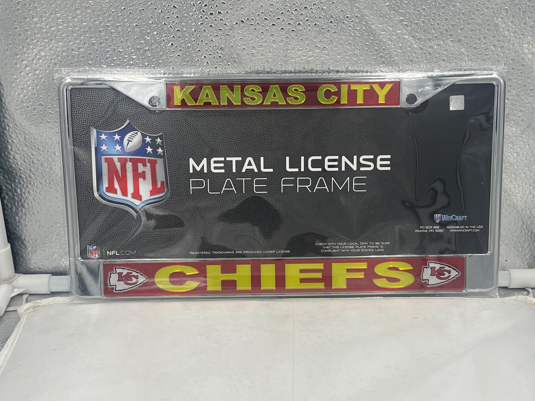 Kansas City Chiefs NFL Red Laser Cut License Plate Frame by WinCraft showcasing vibrant red design and precise laser cut details for enhancing vehicle appearance and expressing team loyalty.