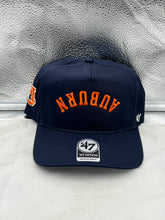 Load image into Gallery viewer, Auburn Tigers NCAA &#39;47 Brand Navy Reversed Hitch Script Adjustable Snapback Hat front view featuring Auburn Tigers logo.
