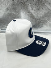 Load image into Gallery viewer, Back view of the adjustable strap of the Minnesota Timberwolves NBA &#39;47 Brand White Two Tone Hitch Snapback Hat.
