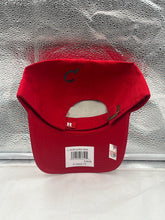 Load image into Gallery viewer, Close-up view of the Rutgers Scarlet Knights NCAA &#39;47 Brand Red Clean Up Adjustable Strapback Hat detailing the quality fabric and adjustable strap.
