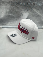 Load image into Gallery viewer, Close-up of the Philadelphia Phillies MLB &#39;47 White Script Hitch Rope Adjustable Snapback Hat, highlighting the adjustable snapback feature for a custom fit.
