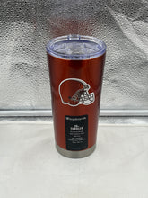 Load image into Gallery viewer, Cleveland Browns NFL 20oz Tumbler Cup Mug from Boelter Brands, showcasing the iconic Cleveland Browns logo and featuring double-wall insulation to keep drinks hot or cold.
