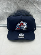 Load image into Gallery viewer, Colorado Avalanche NHL '47 Brand Navy Blue Hitch Adjustable Snapback Hat showcasing the team's logo, perfect for hockey fans.
