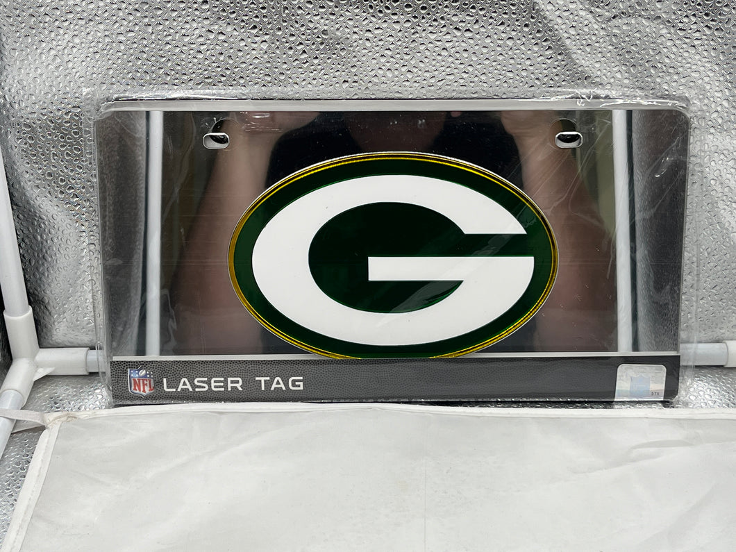 Green Bay Packers NFL Silver Reflective Lasercut License Plate Wincraft