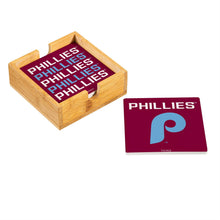 Load image into Gallery viewer, Durable ceramic coasters celebrating the Philadelphia Phillies, ideal for home or game day use.
