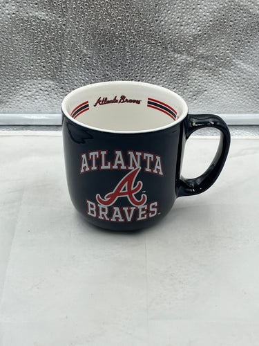 Atlanta Braves MLB 15oz Coffee Mug from Logo Brands showcasing the team's iconic logo, ideal for coffee lovers and baseball fans.