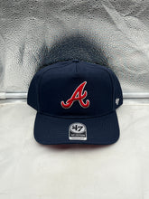 Load image into Gallery viewer, Atlanta Braves MLB &#39;47 Brand Navy Blue Hitch Adjustable Snapback Hat for loyal fans, showcasing durability and style perfect for game day.
