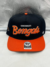 Load image into Gallery viewer, Cincinnati Bengals NFL &#39;47 Throwback Black Script Hitch Snapback Adjustable Hat
