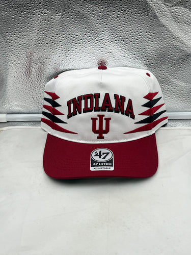 Indiana Hoosiers NCAA '47 Brand White Diamond Hitch Snapback Adjustable Hat featuring a sleek design and adjustable fit for fans