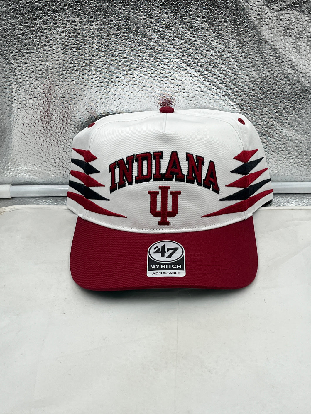 Indiana Hoosiers NCAA '47 Brand White Diamond Hitch Snapback Adjustable Hat featuring a sleek design and adjustable fit for fans